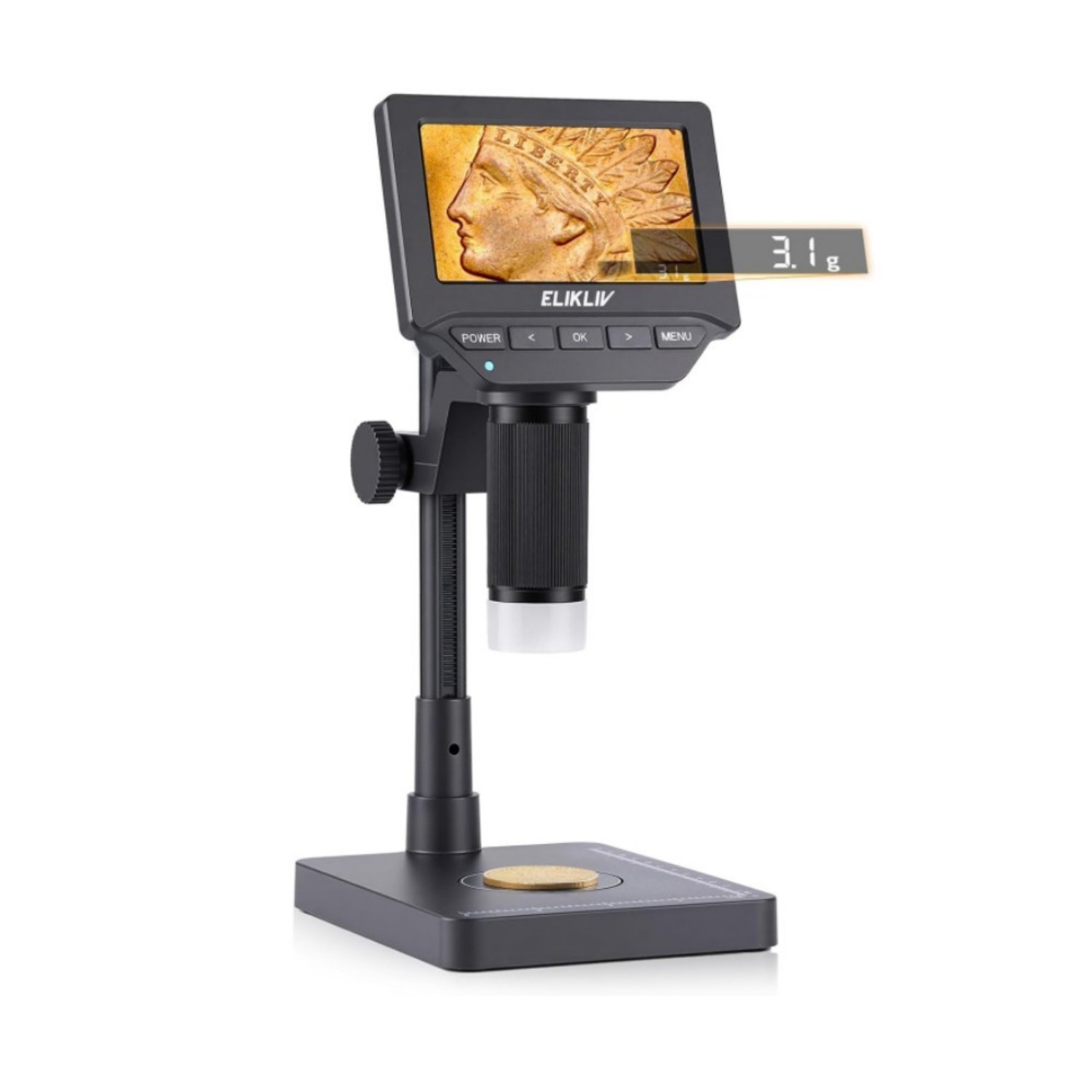 Elikliv 4.3" Coin Microscope with Scale, Weighing Digital Magnifier, Used