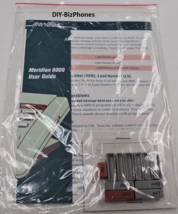 Nortel 8009 Phone Lit Pack Button Kit Plastic Desi Paper User Guide