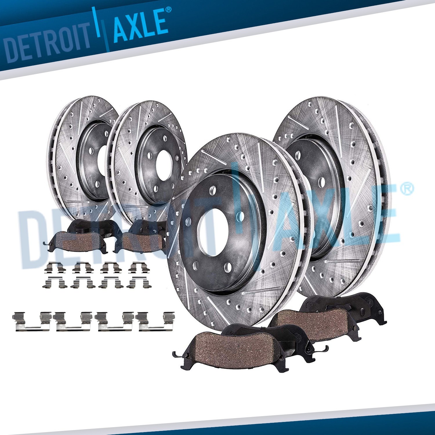 11.65" Front 11.50" Rear Drilled Disc Rotors Brake Pads for Nissan Rogue Select