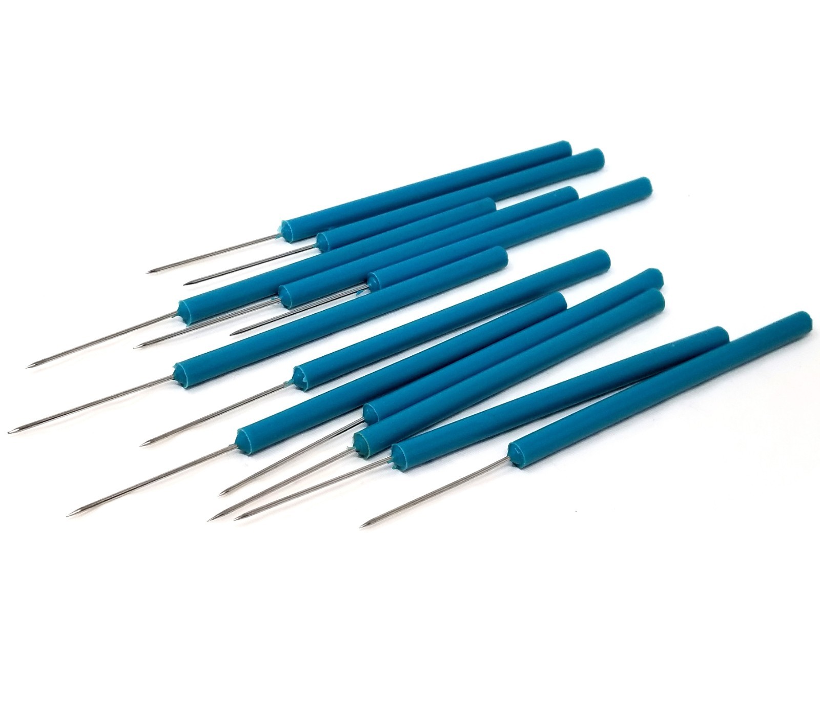Lab Dissecting Teasing Needles with Plastic Handles STR Pins 12/Pack - Teal