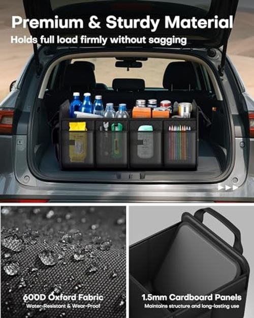 SUV Trunk Organizer - Foldable & Portable Car Organizers - Medium Black