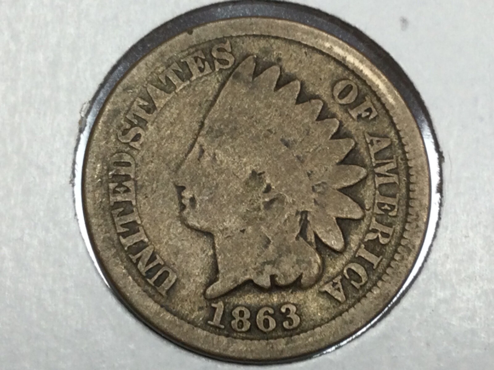 1863 Copper Nickel Indian Cent in very fine