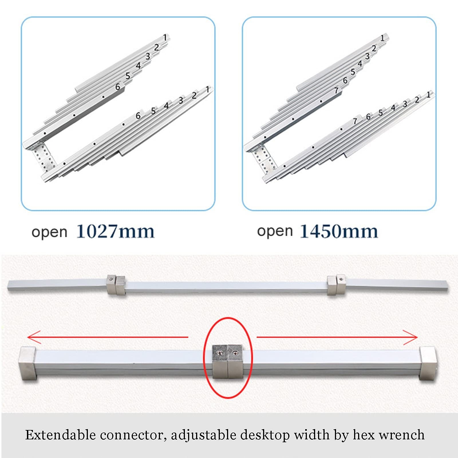 Full Extension Table Slide, Aluminum Telescopic Cabinet Table Guide Rail Hing...