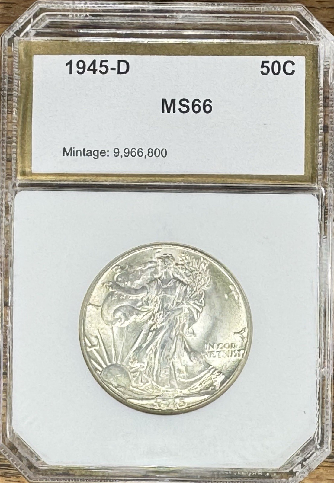 Vintage PCI Holder 1945 D Walking Liberty Half Dollar MS66 90% Silver 50c