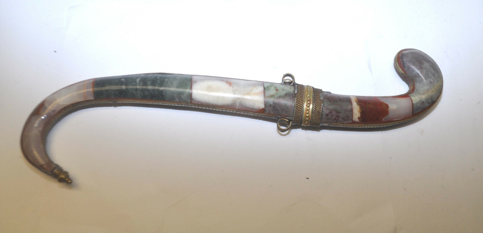 Old Islamic Arabic Khanjar Berber Moroccan Koummya Dagger Marble & Brass Sheath