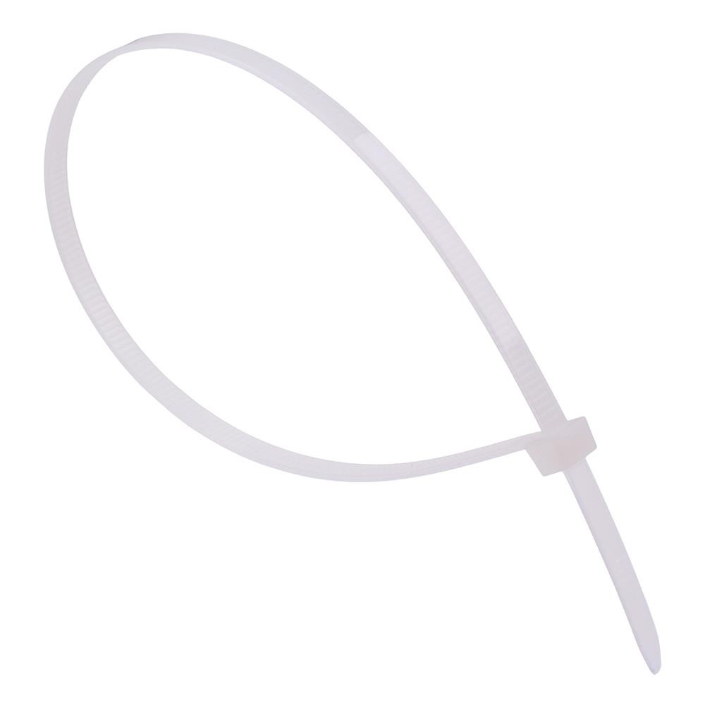 4.8mm x 300mm White Natural Zip Cable Tie - Pack of 100
