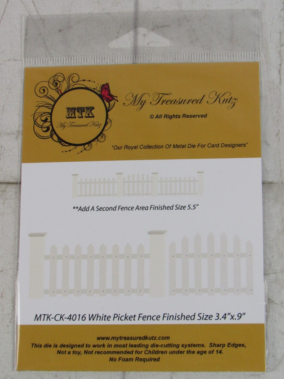 My Treasured Kutz, Metal Die, White Picket Fence, MTK-CK-4016
