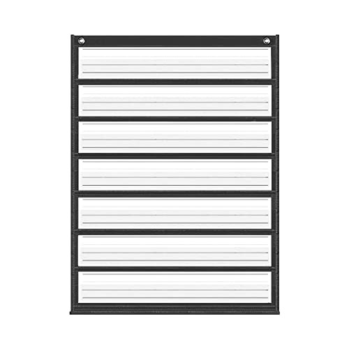 Magnetic Pocket Chart,Standard Pocket Chart with 7+1 Pockets,14 Double-Sided