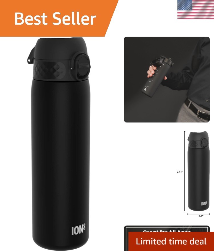 Portable Black Water Bottle 500ml - BPA Free, Leak Proof, Hydration Ready