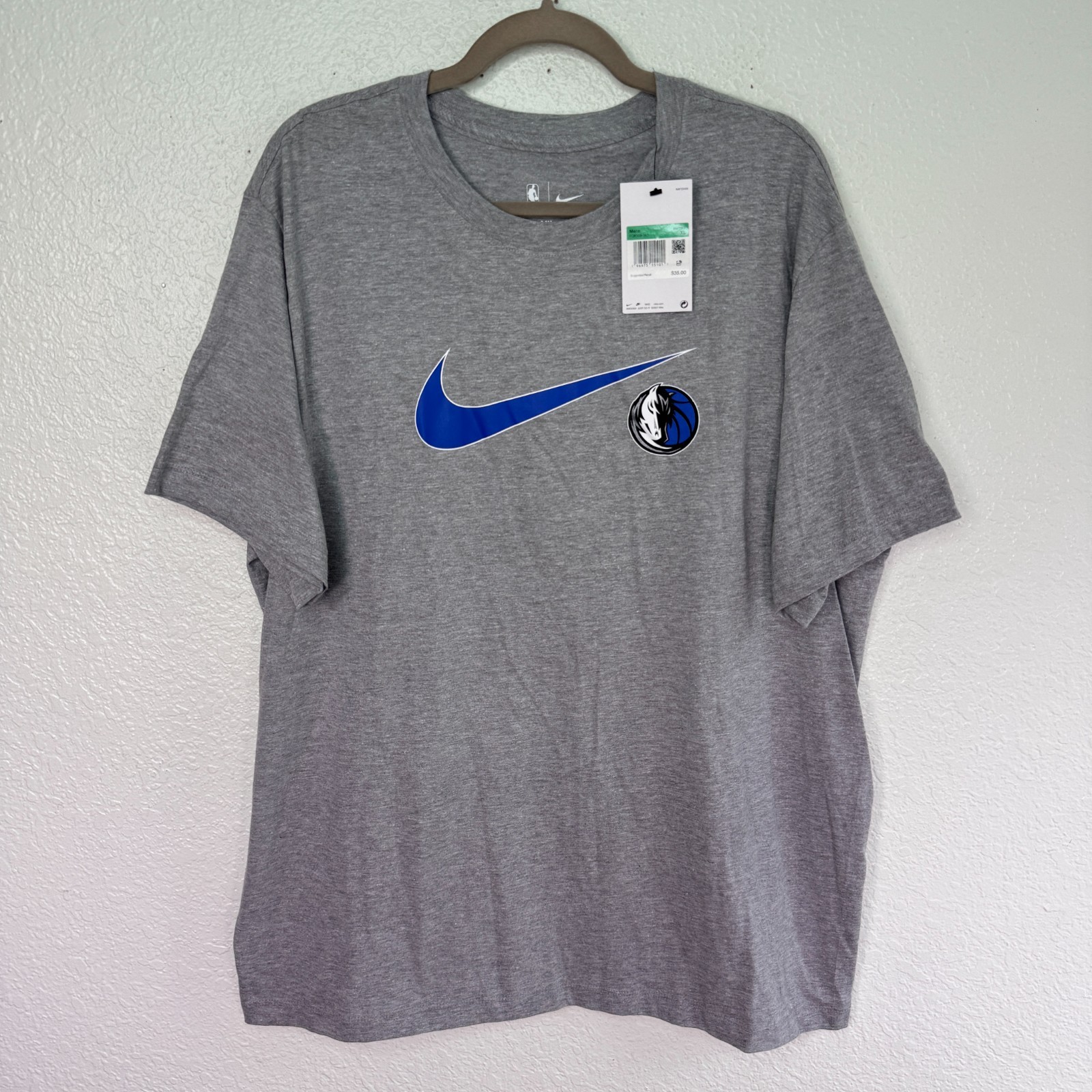 Nike Dallas Mavericks Shirt Mens XL NBA Basketball Logo Tee Tshirt Gray NEW
