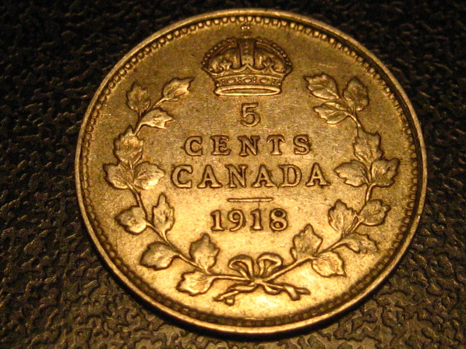 1918 Canadian Five Cent 92% Silver Piece #2 F/VF