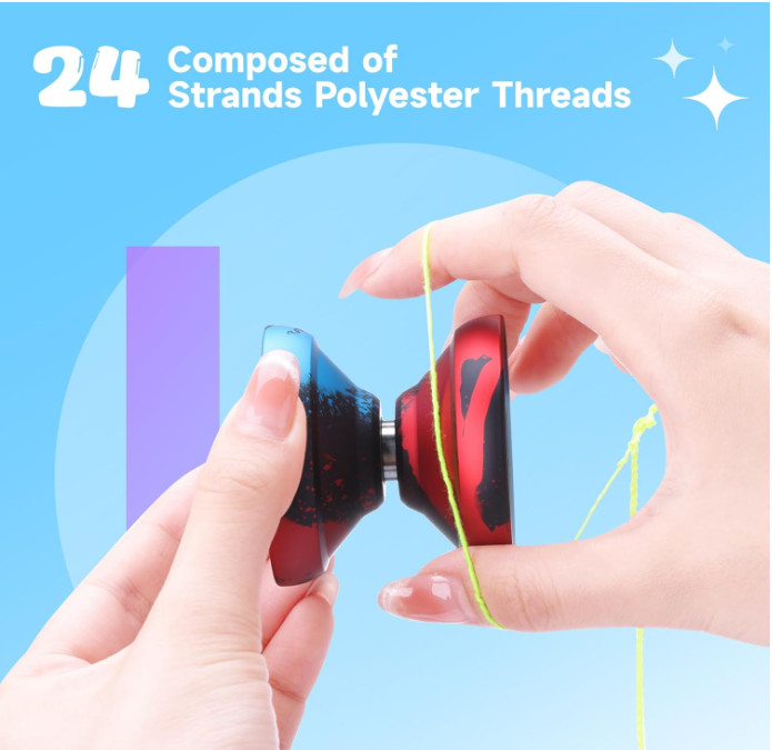 Yoyo Strings Pack of 25 - Professional Yoyos String Replacement, Polyester Yoyo