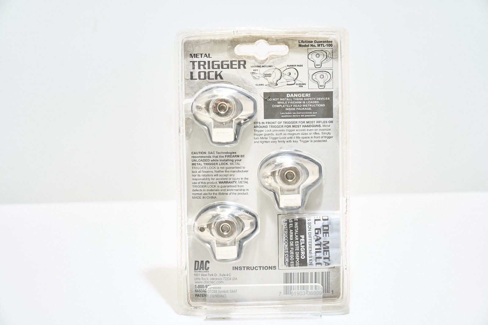 DAC Metal Childguard Trigger Locks 3 Locks 3 Keys Model #MTL-100