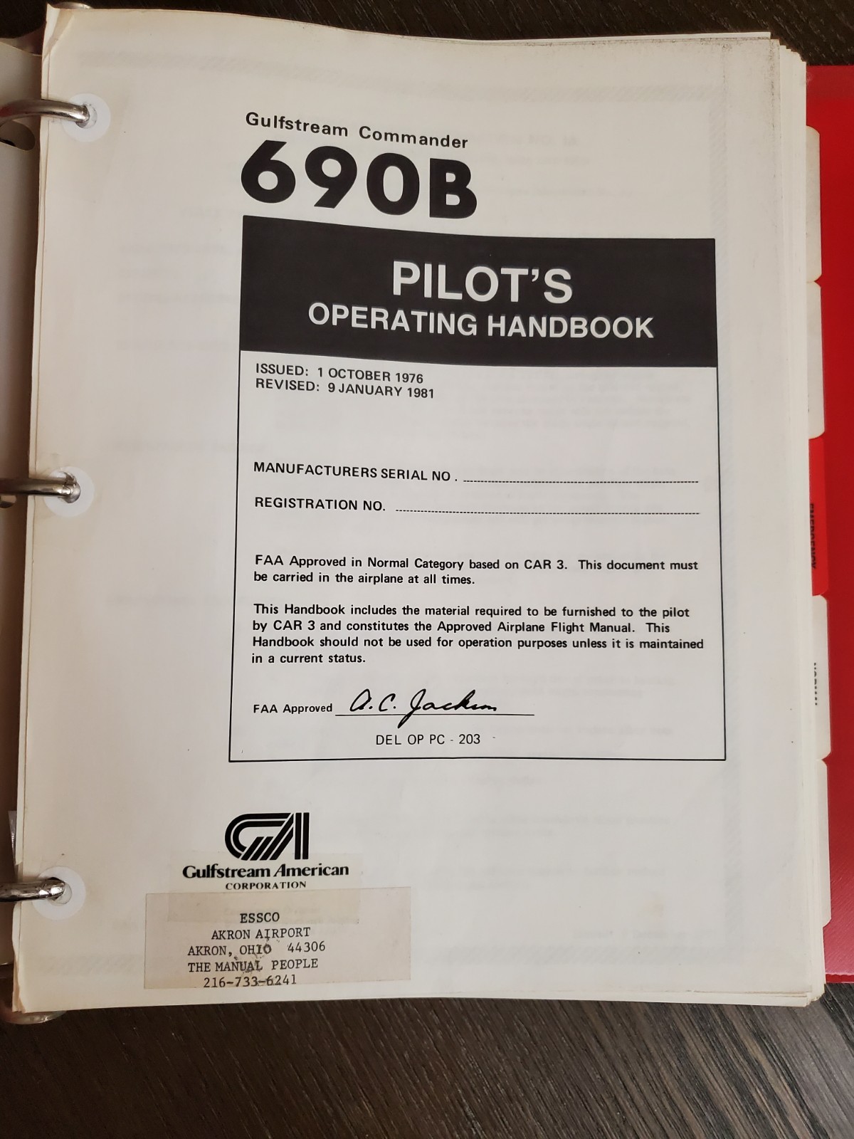Gulfstream Commander 690B Pilot's Operating Handbook POH