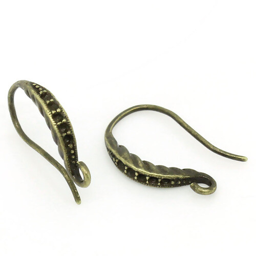 French Hook Twisted Earwires 18x14mm Antique Brass Plated Copper Q2 Pair Per Pkg