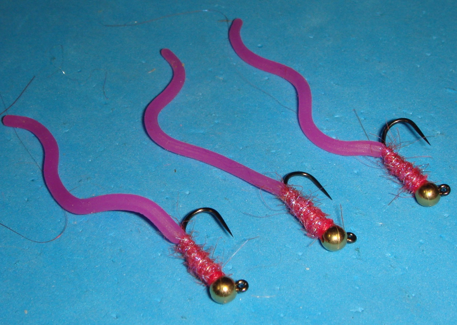 FLY FISHING FLIES - Pink SQUIRMY WORM EURO JIG Nymphs (TNG) size #10 (6 pcs.)