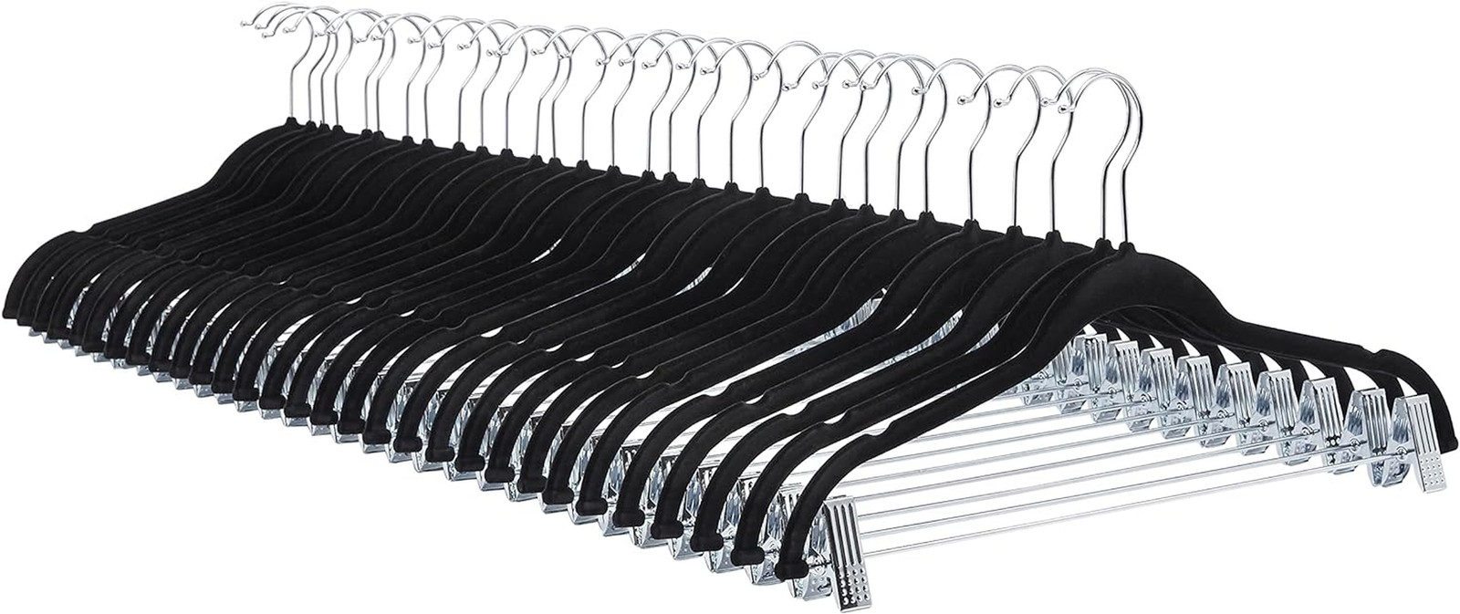 24pcs Velvet Non-Slip Skirt Clothes Hangers with Clips,Organize Pants and Skirts