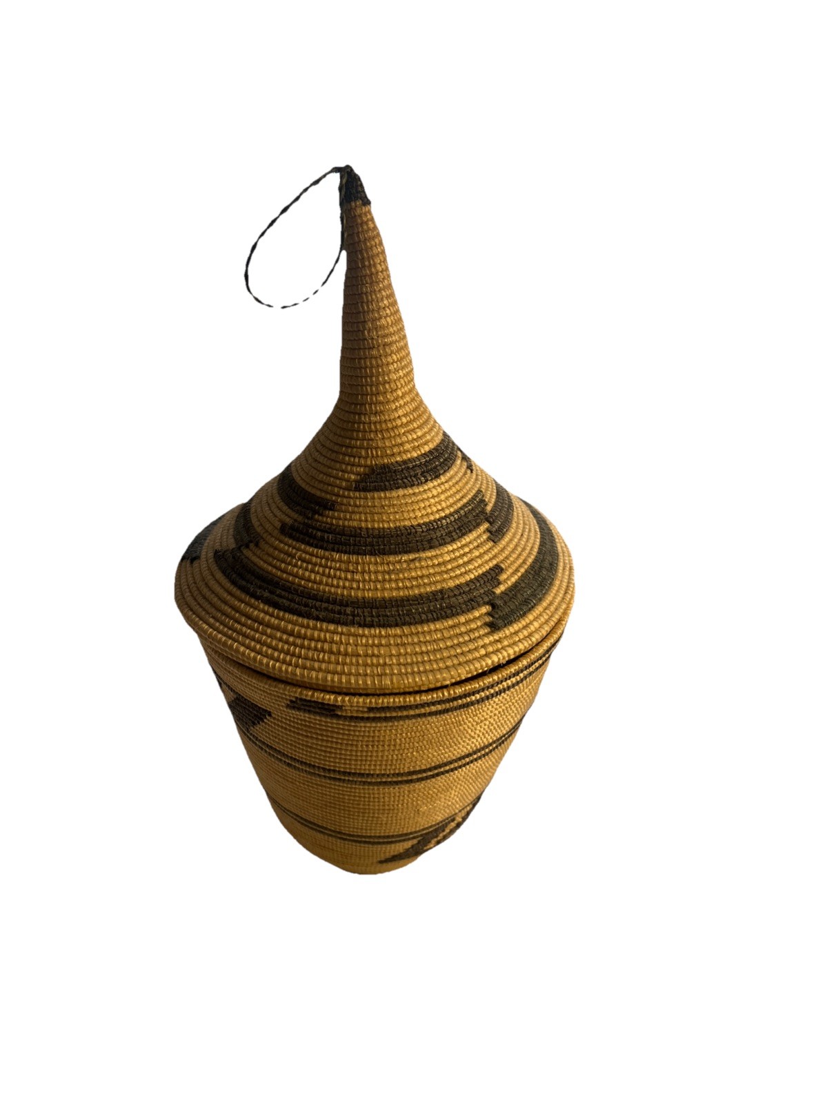 Handmade Weaved Basket 10” Tall Colorful Tassel  Basket