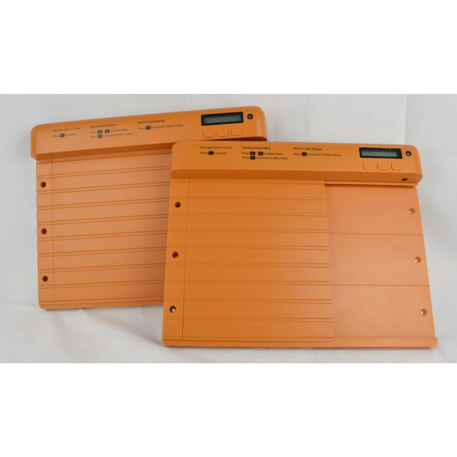 2x Automatic Chicken Coop Doors Battery Powered Programmable LCD Orange