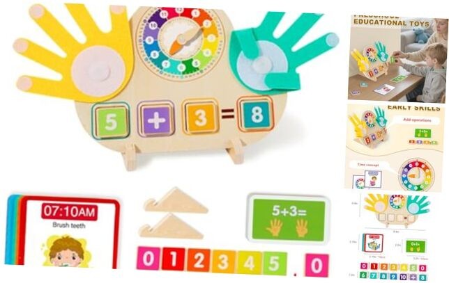 Educational 2 in 1 Math Manipulatives Number Counting Alarm Clock Finger Game