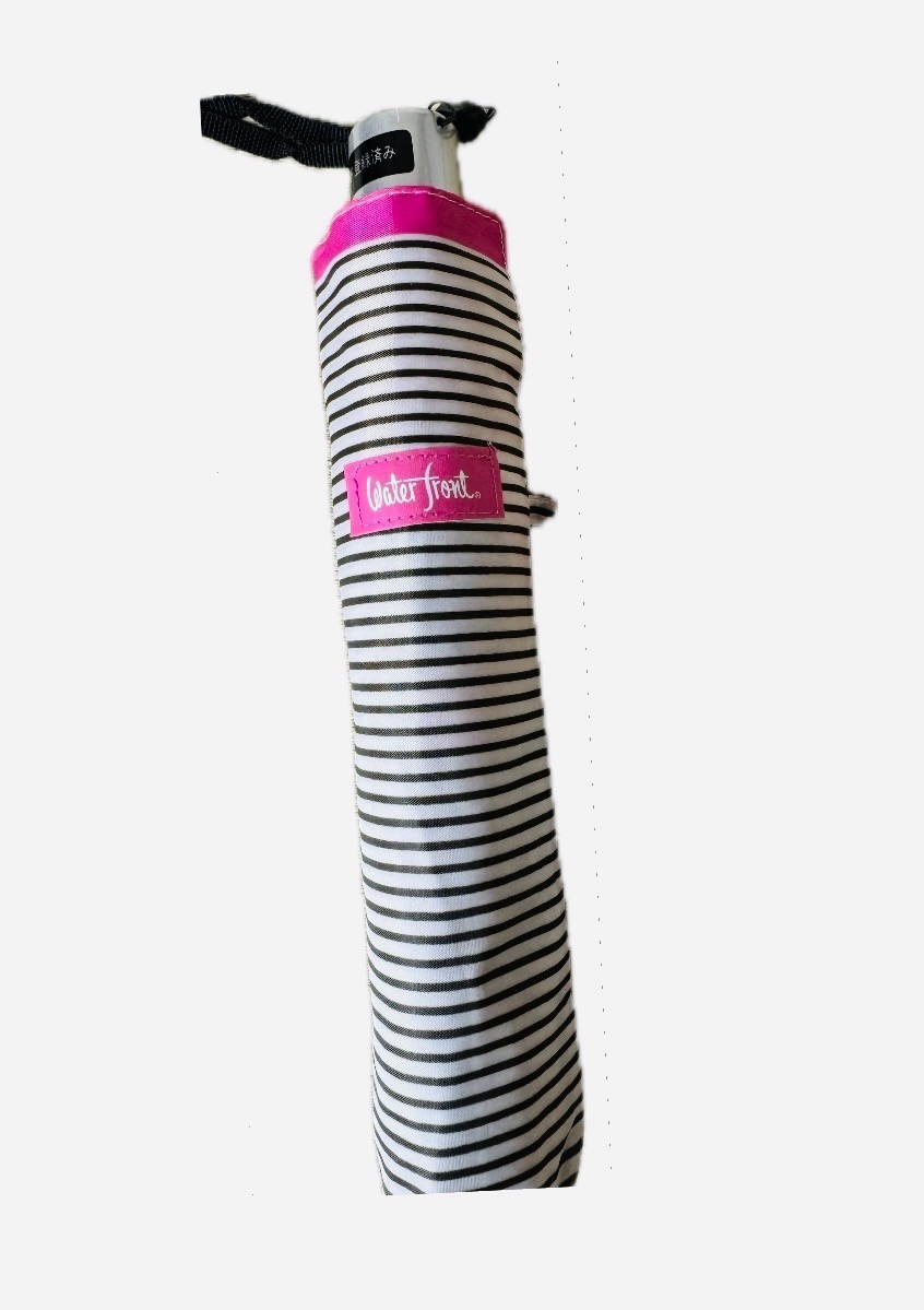 Waterfront Slim Stripe Folding Umbrella  Compact Lightweight Travel Japan