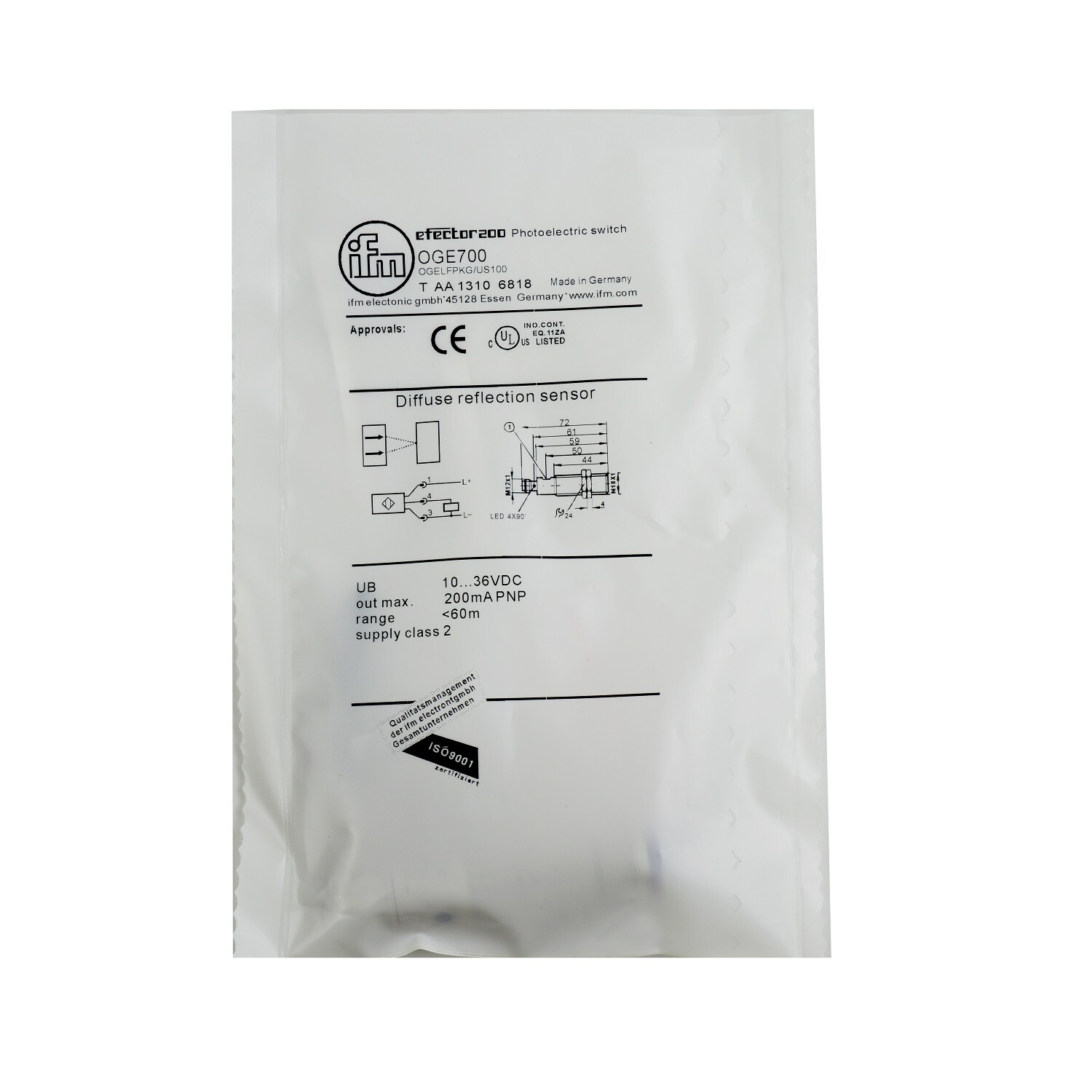 For IFM OGE700 OGELFPKG/US100 Photoelectric Switch Sensor New