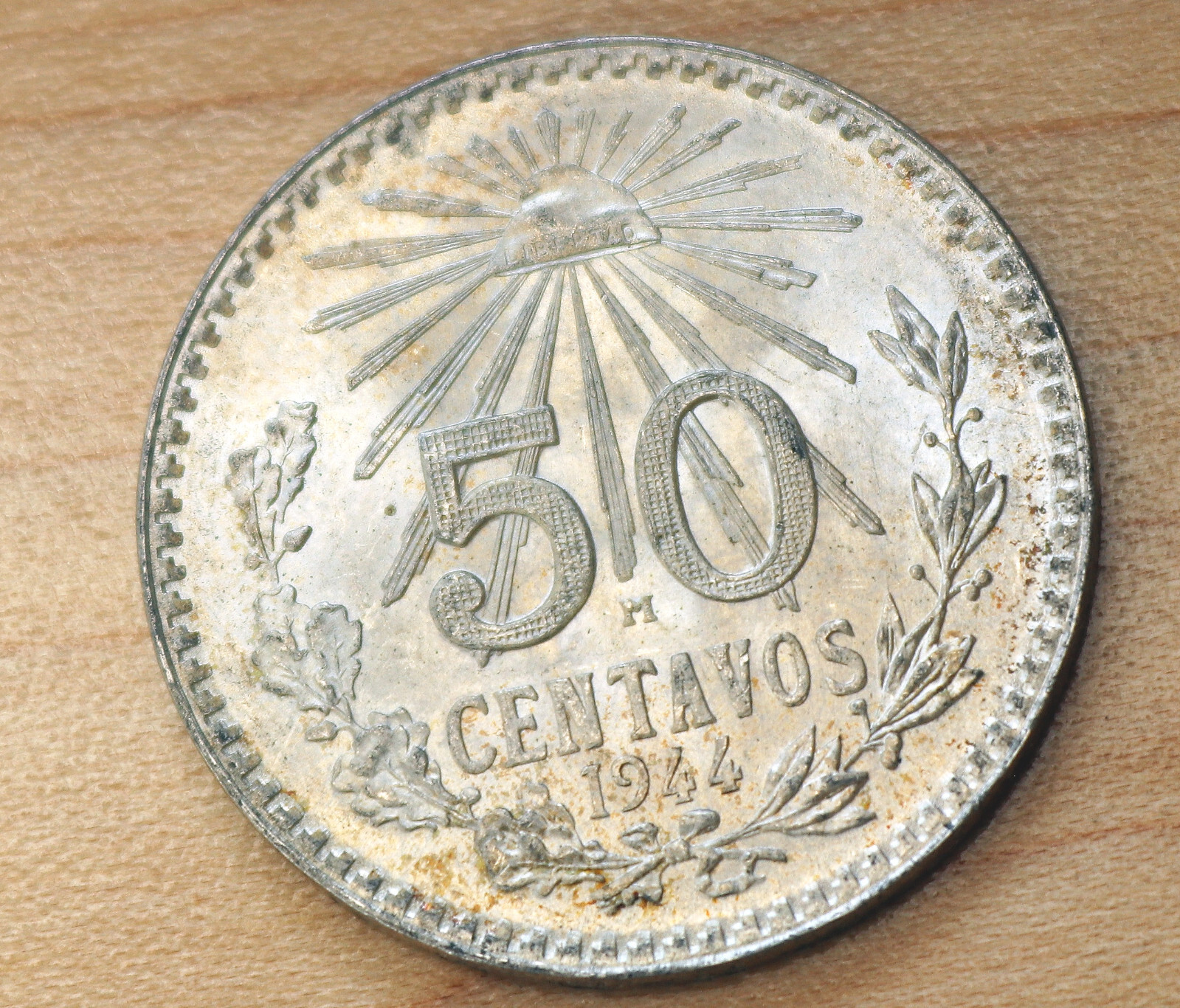 1944 Mexico 50 Centavos Silver