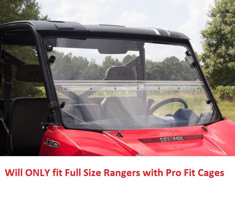 Seizmik Versa Folding Fold Uncoated Poly Full Windshield Ranger Full Size 13-19