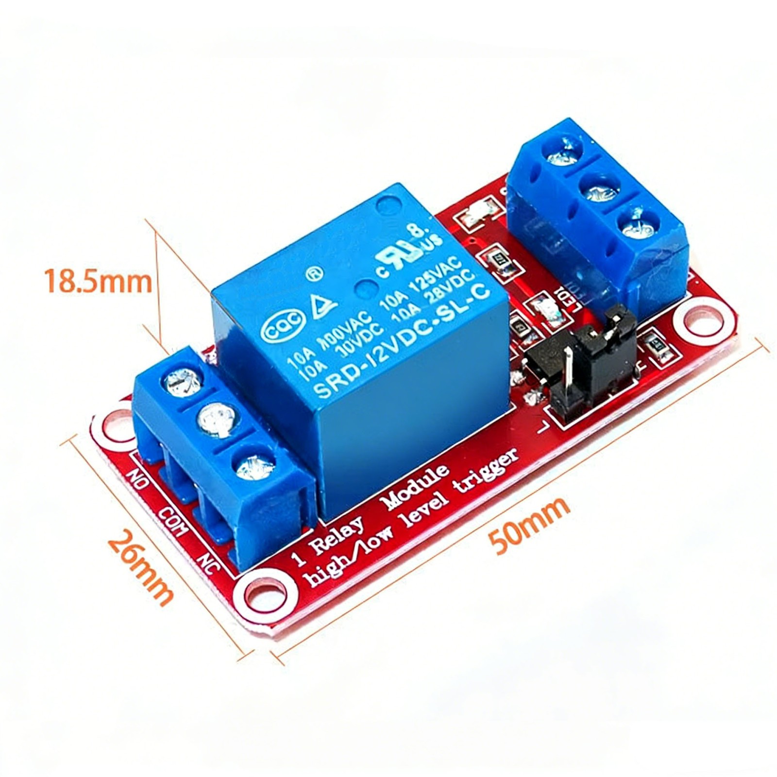 Relay Module 1 Channel 12V High Low Level Trigger Module Red Relay Module 2 Pack