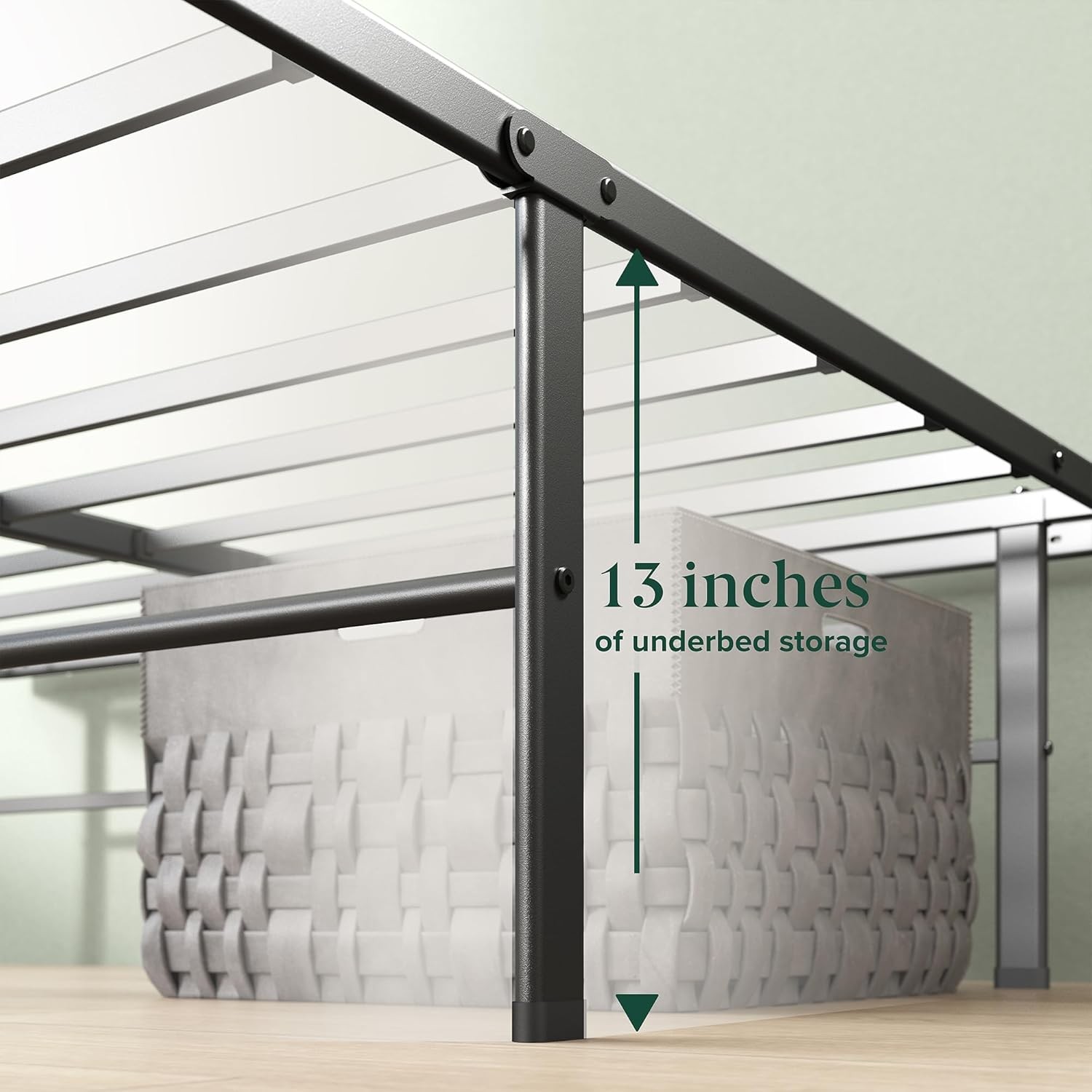 Rumi 14in Queen Metal Bed Frame Quick Assembly SmartBase® Mattress Foundation