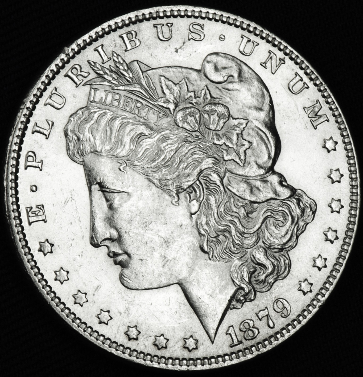 1879 Morgan Silver Dollar. Full Chest Feathers. BU (Inventory A)