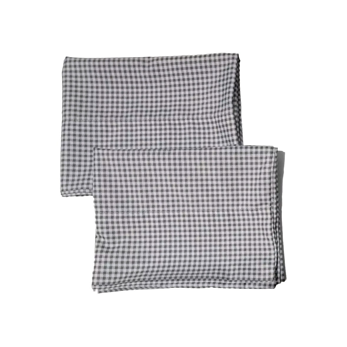 Set Of 2 Grey & White Plaid Polyester Pillowcases.  20 X 30 Standard/queen