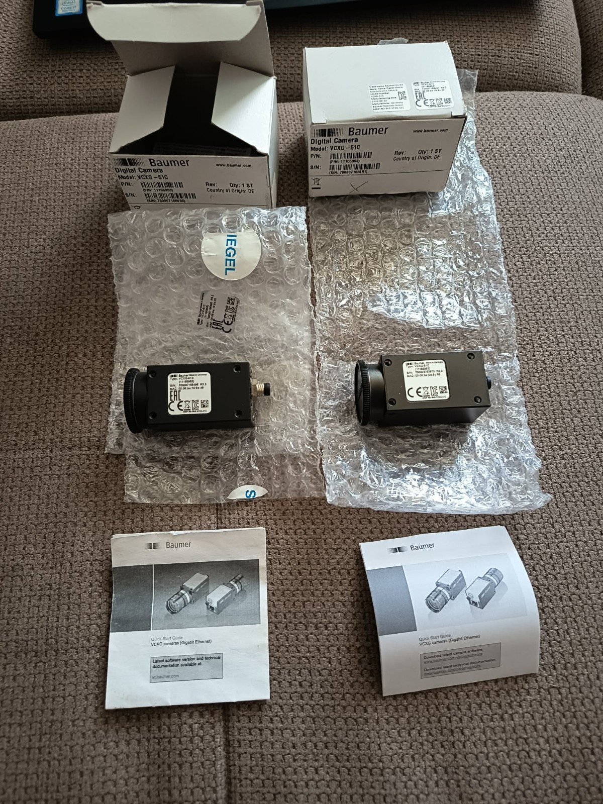 Baumer VCXG-51C GigE Color industrial camera, 5MP Sony IMX264 2/3  C-mount POE