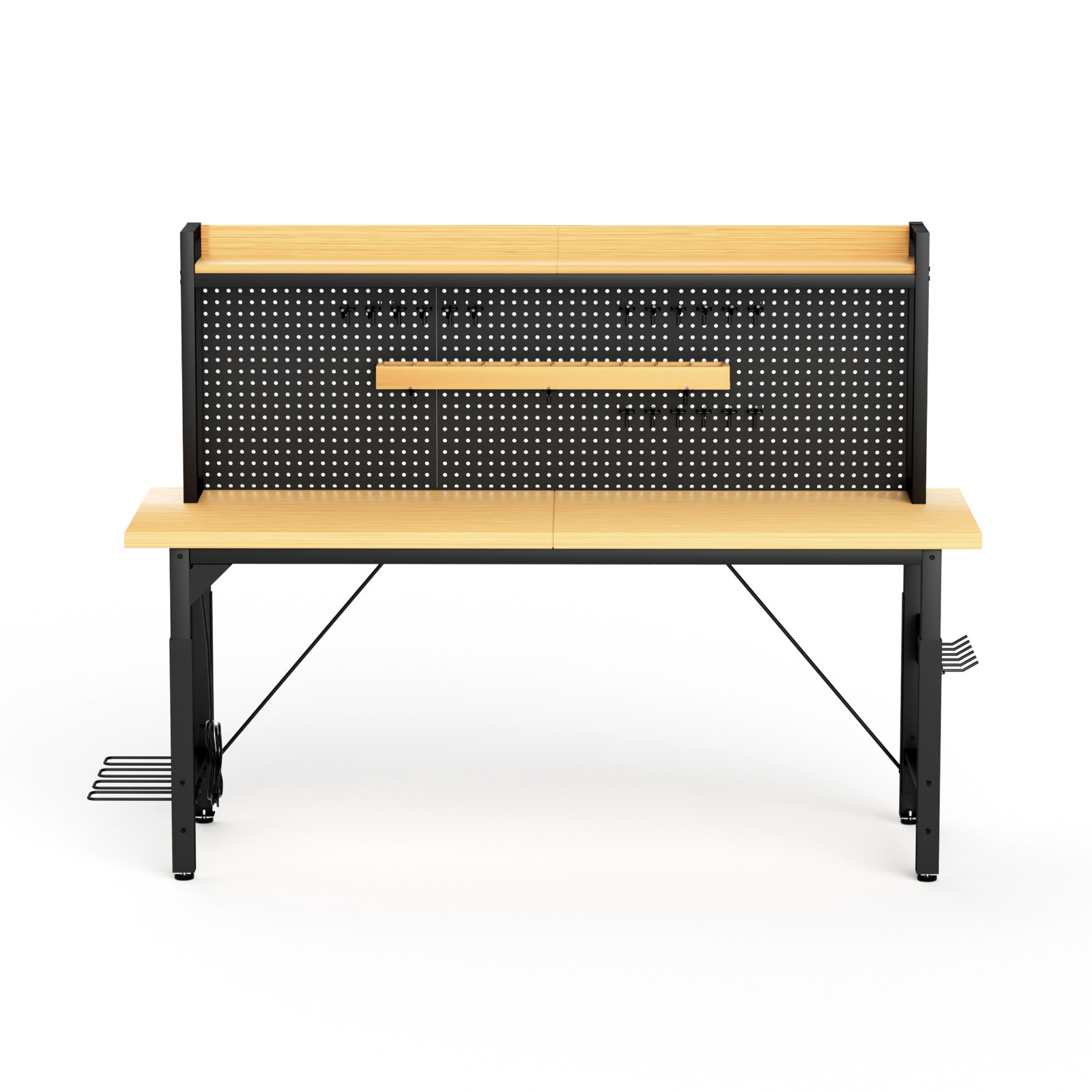 Heavy Duty Adjustable Workbench w/Pegboard, Wheels, 1600lb Capacity, AC Outlet