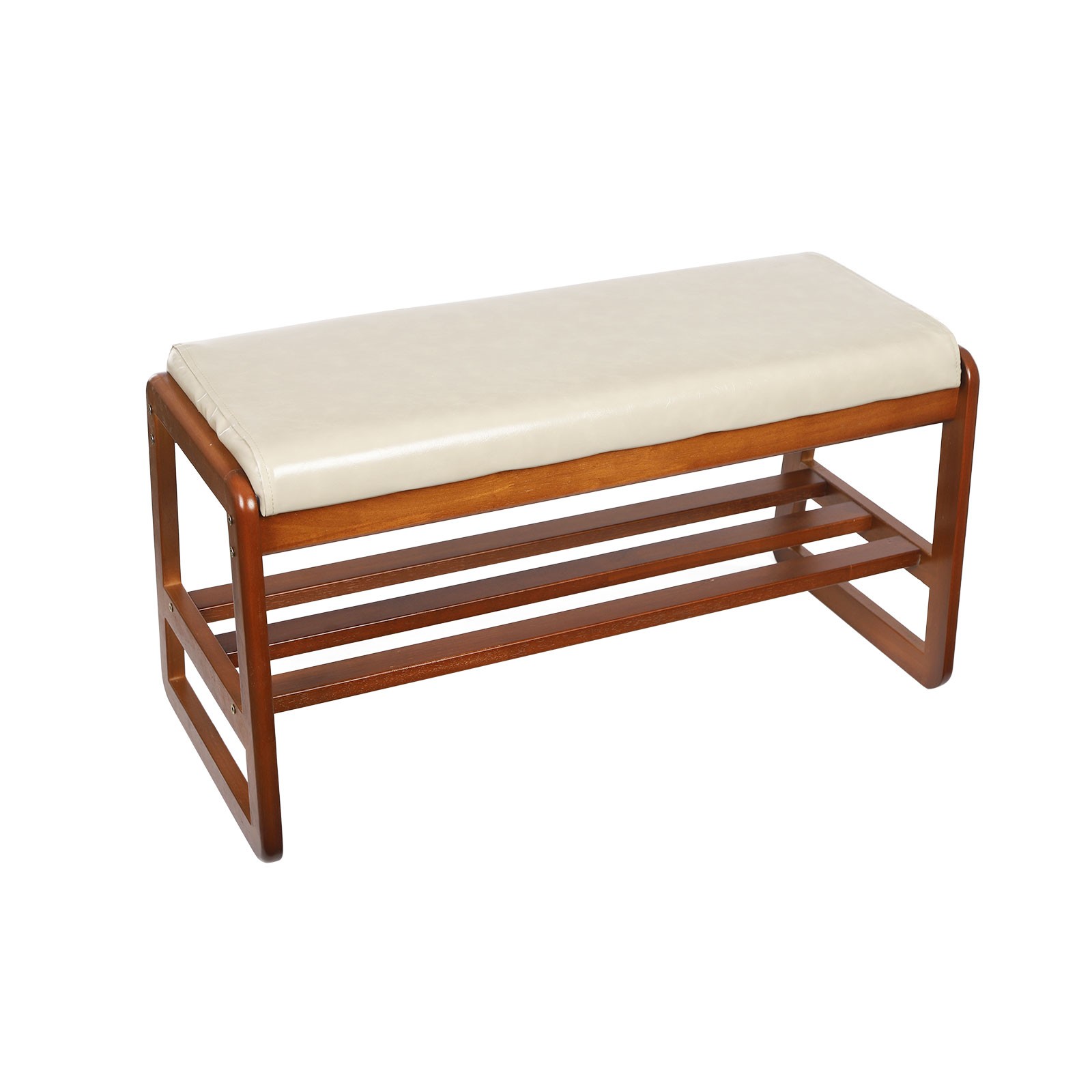 Shoe Bench for Entryway, Shoes Rack Bench with Cushion Rubberwood 80*36*42cm