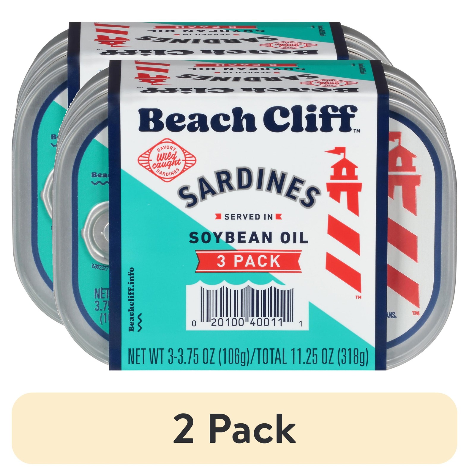 (2 Pack) Beach Cliff Sardines Soybean Oil 3.75oz Can