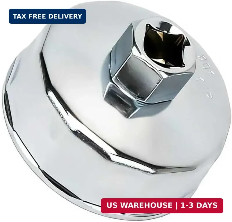 65mm to 64mm Oil Filter Wrench with 1/2" Drive Port, 14 Flute Cap Style Oil Filt