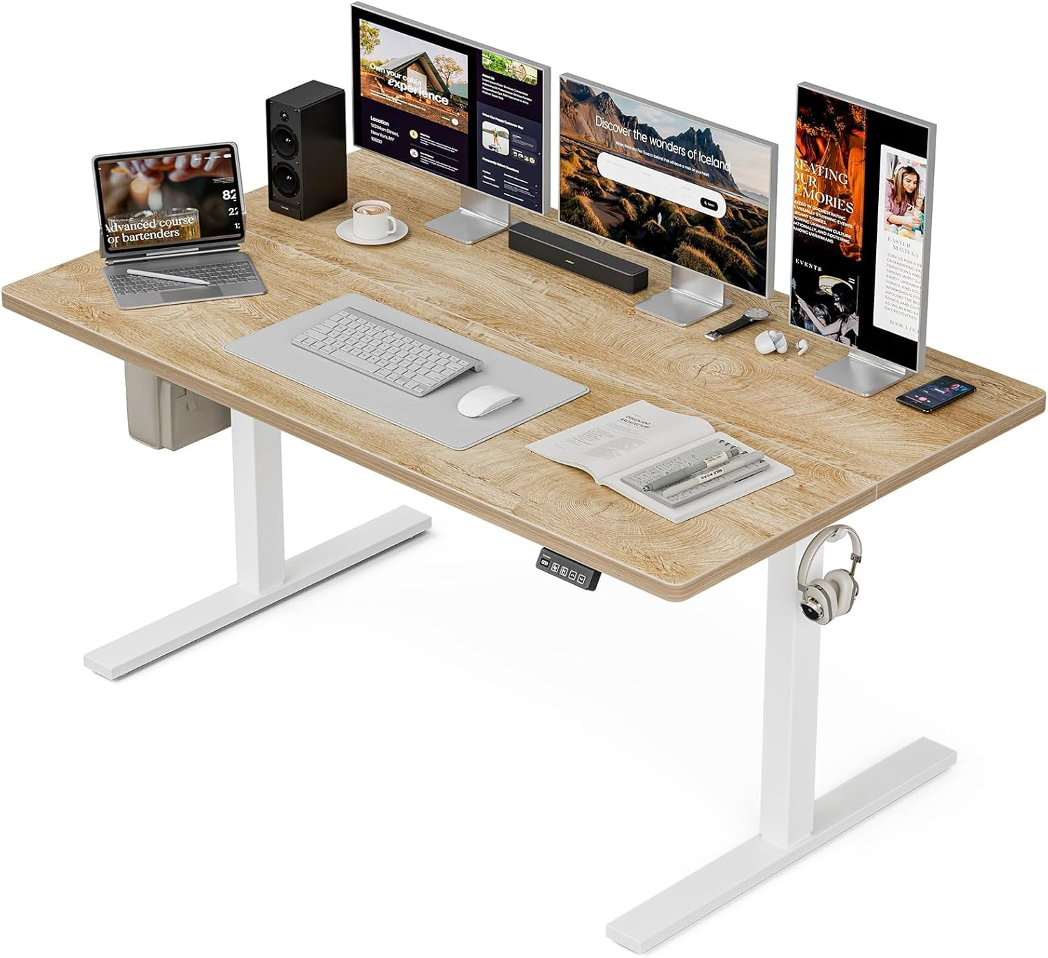 55X32 Large Electric Standing Desk, Height Adjustable Computer Desk with 2 Memor