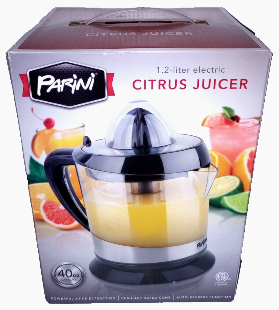 Parini 1.2 Liter Electric Citrus Juicer - 40oz Capacity - Auto Reverse - New