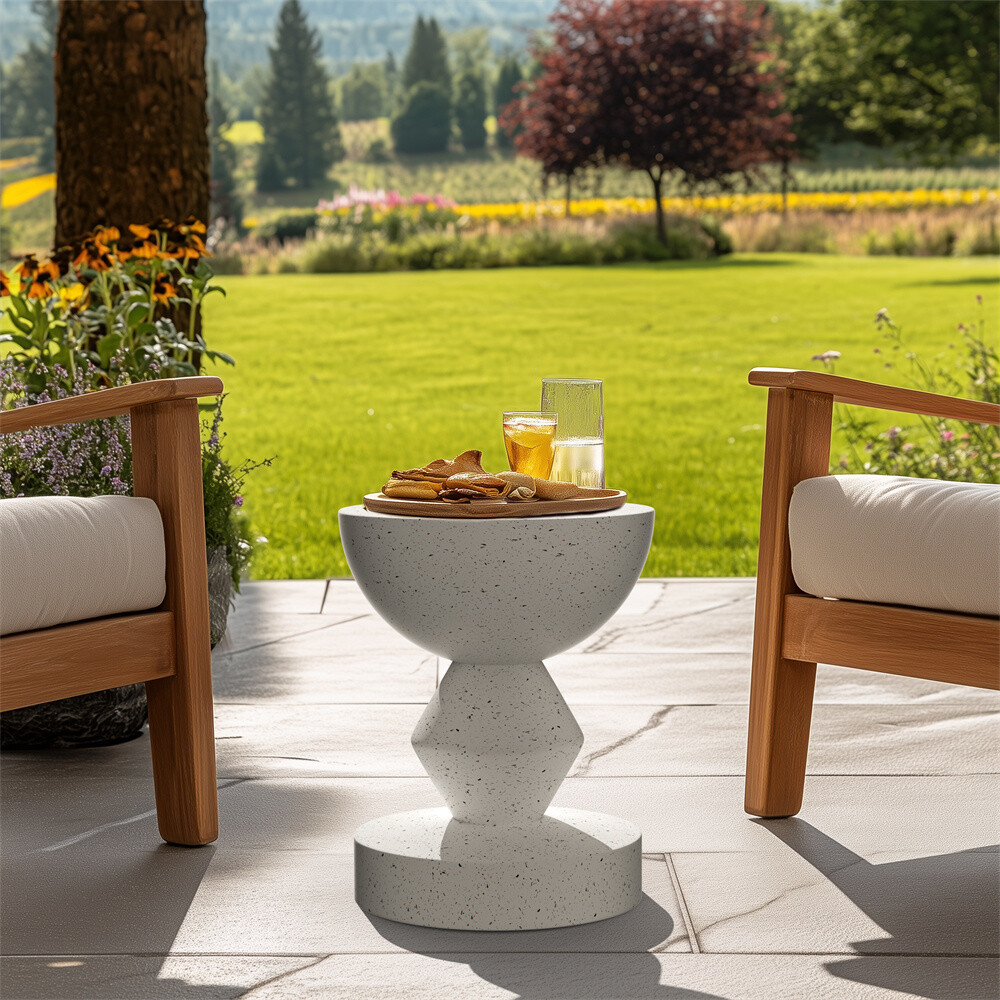 Concrete Side Table Modern End Table Compact Accent Table Indoor and Outdoor Use
