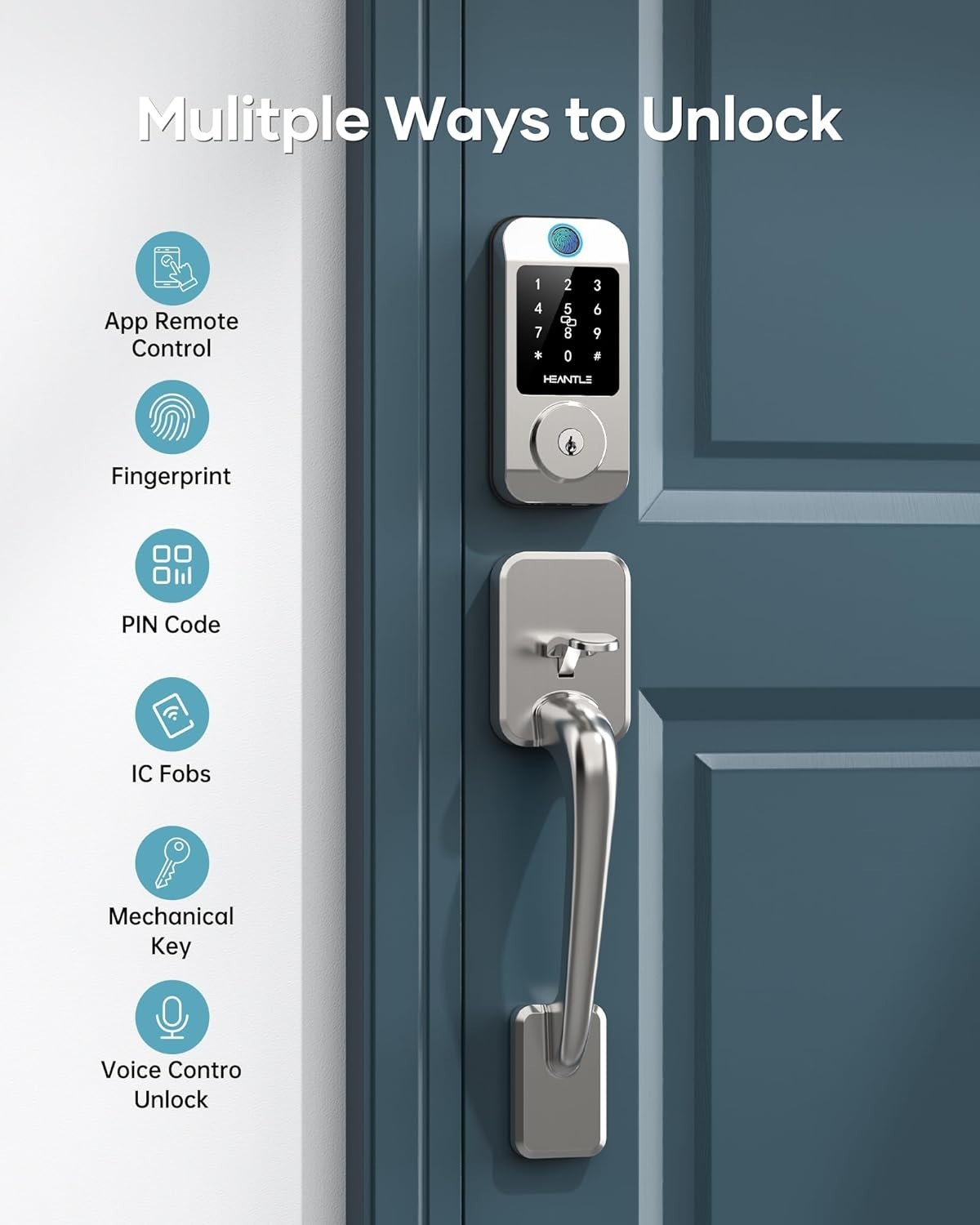 WiFi Front Door Lock Set with Handle Keyless Entry Digital Keypad Smart Deadbolt