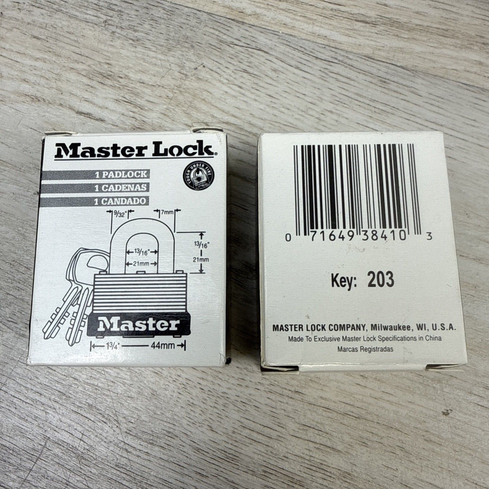(QTY 2) Master Lock 500KA: Warded Laminated Padlocks Key 203 Keyed Alike