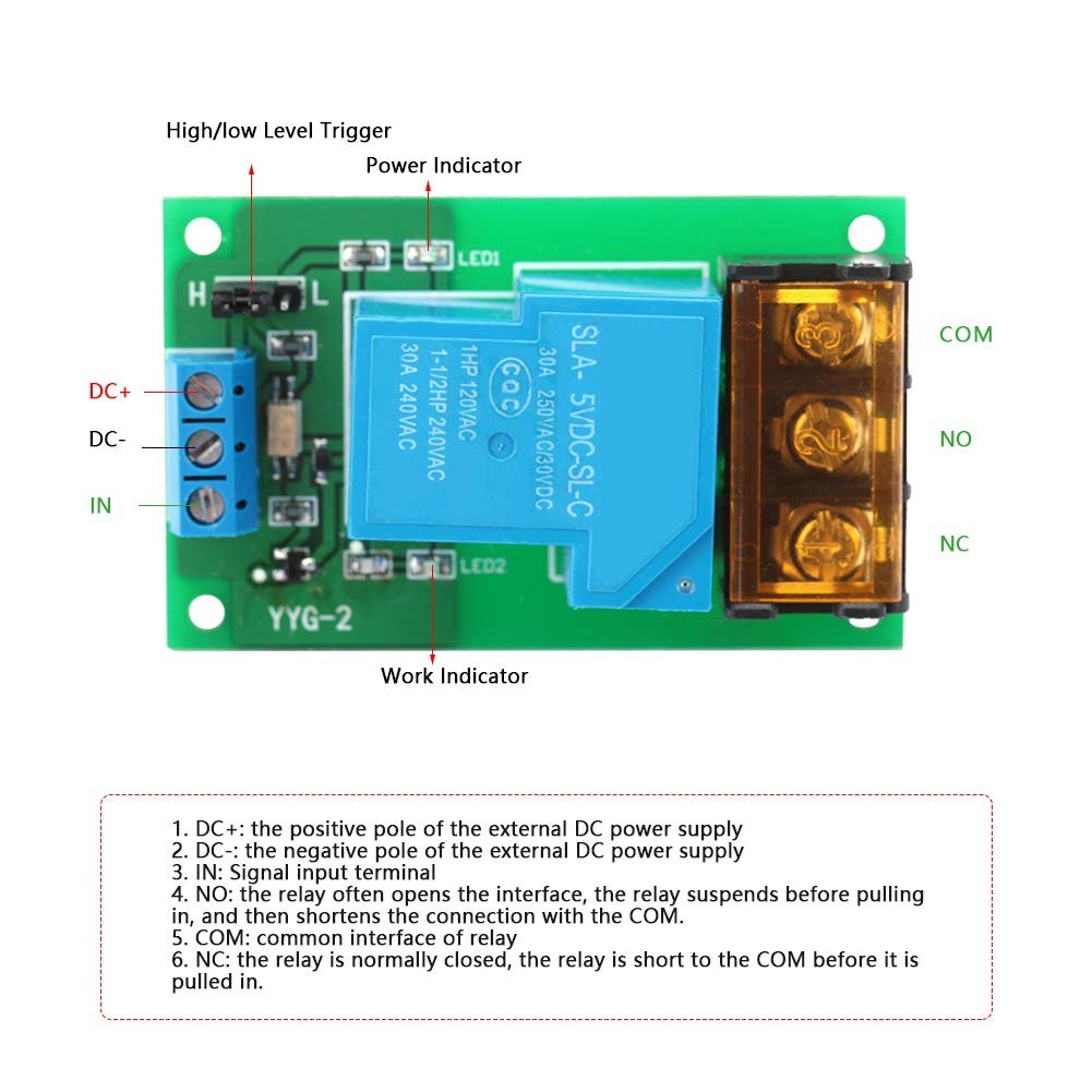 Relay Module One Way, High/Low Level Trigger 5V Relay Module, Optocoupler Iso...
