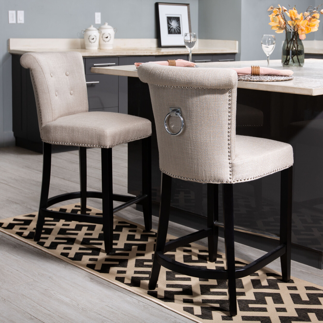 SAFAVIEH Addo Ring Counter Stool | Beige |