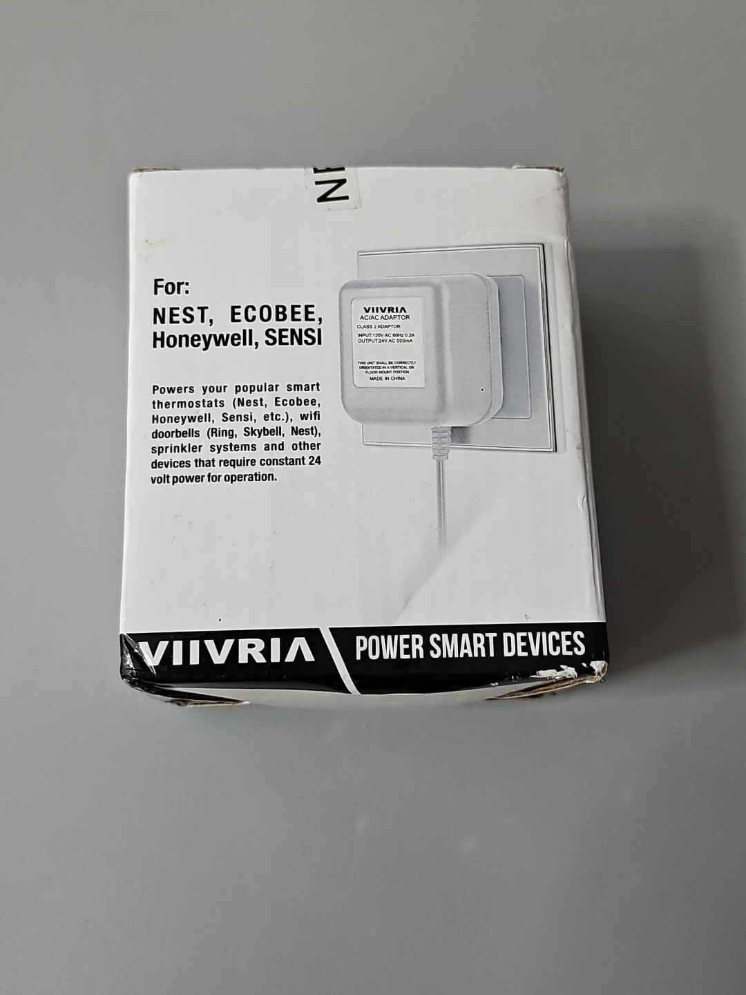NIB VIIVRIA 24V Class 2 Power Supply for Smart Programmable Thermostats - White