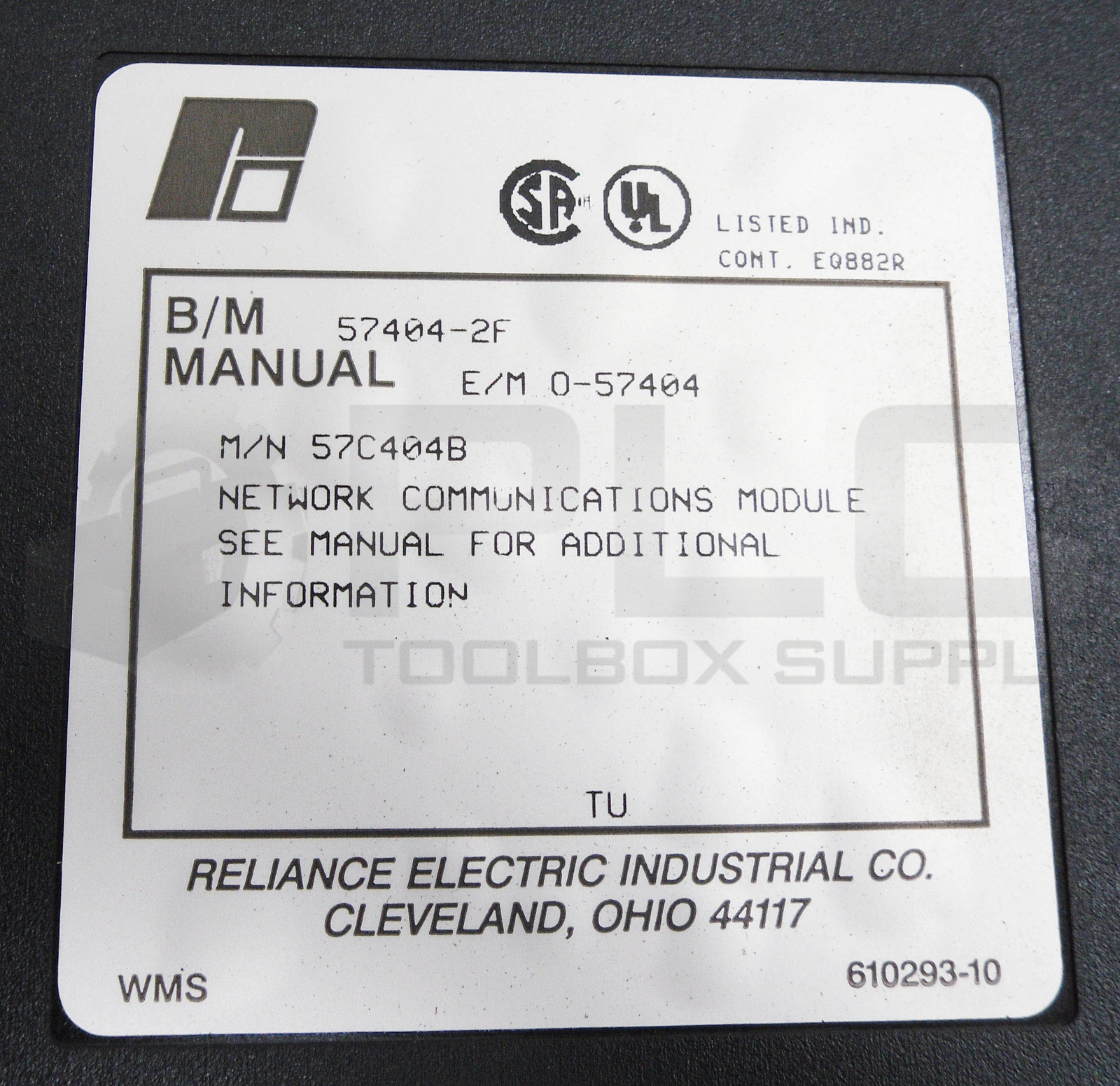 RELIANCE ELECTRIC 57C404B NETWORK COMMUNICATIONS MODULE 57404-2F