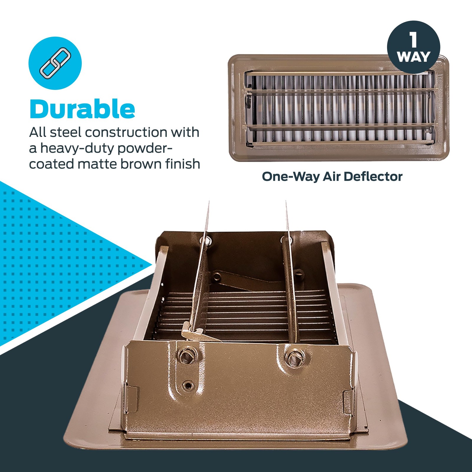 EZ-FLO 4 x 10 Inch (Duct Opening) Floor Register Vent 4 in. x 10 in., Brown