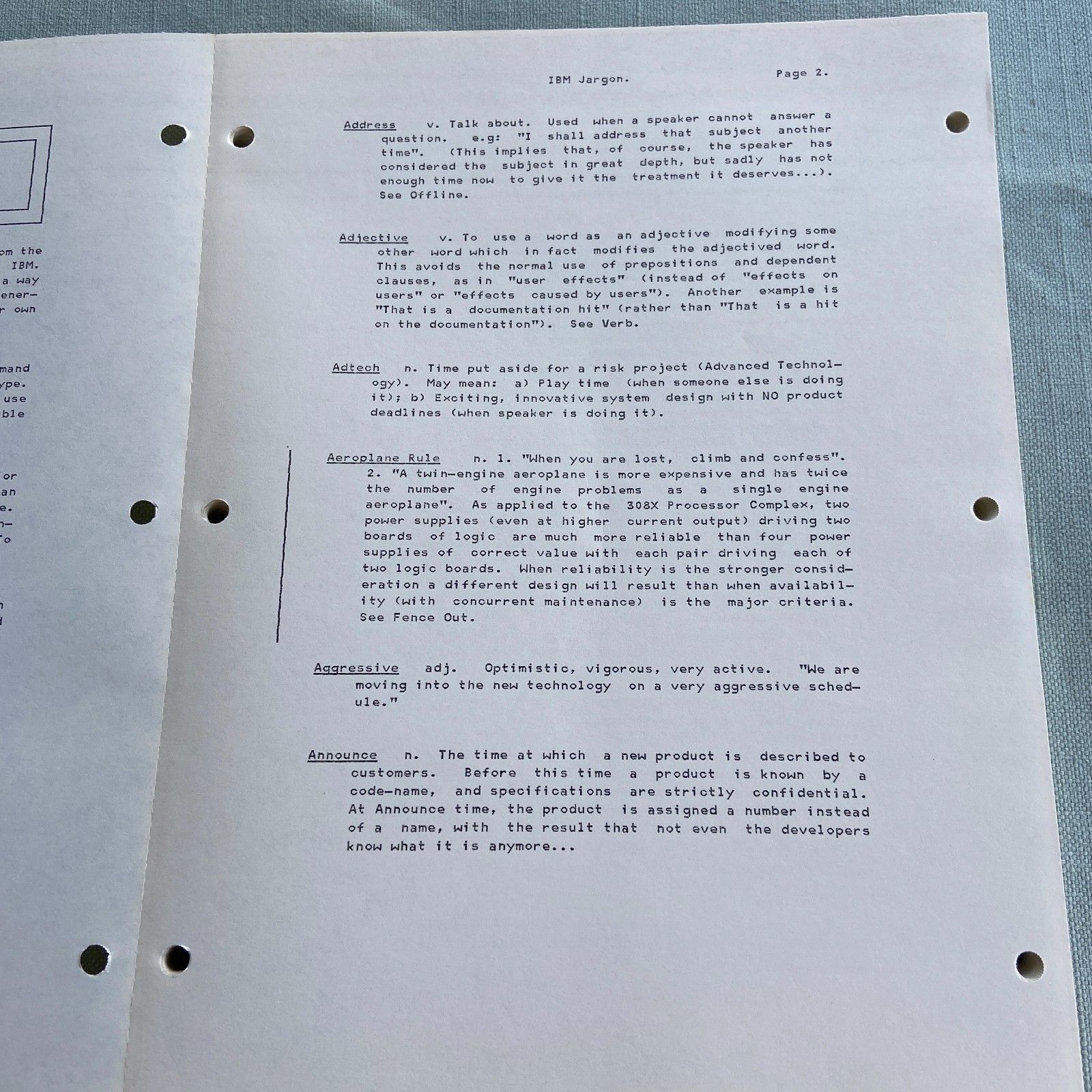 IBM Internal Document Jargon General Computing Dictionary Manual 6th Ed. 1983