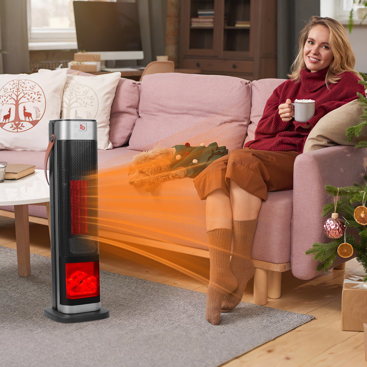 Space Heater 90°Oscillating 1500W Electric Ceramic Tower Heater w/Remote Control