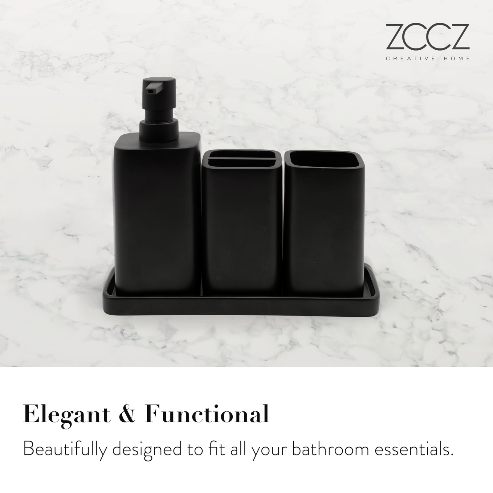 Matte Black Bathroom Accessory Sets, 4 Pieces Bathroom Accessories Complete Set